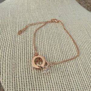 Rose Gold tone, stainless steel Bracelet with Crystal Charm